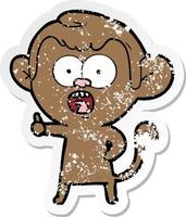 beunruhigter Aufkleber eines Cartoon-schockierten Affen vektor