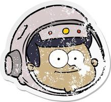 beunruhigter Aufkleber eines Cartoon-Astronautengesichts vektor