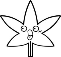 linjeteckning tecknad marijuana blad vektor