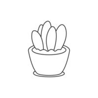 süße Zimmerpflanze im Topf isoliert auf weißem Hintergrund. Topfpflanze im schwarzen linearen Zeichenstil. Vektor-Illustration vektor