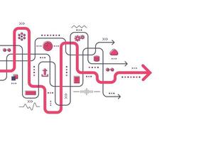 Pfeilrichtung Kommunikation Visualisierung Verbindungskonzept. Technologiedatenarray visuell für Web, Banner. Vektor-Illustration vektor