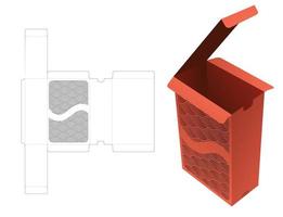 Verpackung mit japanischem schabloniertem Muster mit gestanzter Schablone mit schabloniertem Muster und 3D-Modell vektor