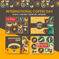 internationella kaffedagen geometrisk affisch, bakgrund, inbjudan vektor samling