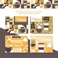 geometrisches plakat des internationalen kaffeetages, hintergrund, einladungsvektorsammlung vektor