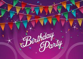 födelsedag gratulationskort. grattis på födelsedagen, banner. färgglada konfetti och kalligrafi bokstäver. vektor