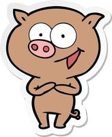Aufkleber eines fröhlichen Schweine-Cartoons