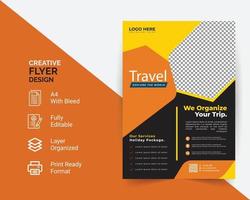 Flyer-Vorlage für Urlaub, Sommerreisen und Tourismus. geeignet für reisebüroflyer, plakatvorlage vektor