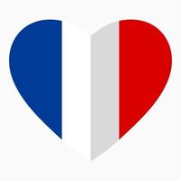 Flagge Frankreichs in Herzform, flacher Stil, Symbol der Liebe zu seinem Land, Patriotismus, Symbol für den Unabhängigkeitstag. vektor