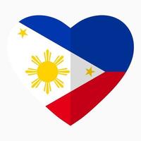 Flagge der Philippinen in Form von Herzen, flacher Stil, Symbol der Liebe zu seinem Land, Patriotismus, Symbol für den Unabhängigkeitstag. vektor