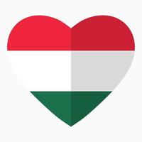 flagge von ungarn in form von herz, flacher stil, symbol der liebe zu seinem land, patriotismus, symbol für den unabhängigkeitstag. vektor