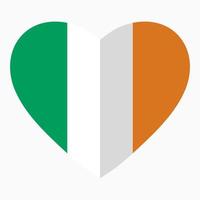 Irlands flagga i form av hjärta, platt stil, symbol för kärlek till sitt land, patriotism, ikon för självständighetsdagen. vektor