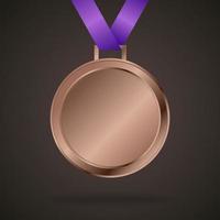 Bronzemedaille auf einem Hintergrund isoliert vektor