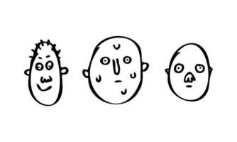 söta huvudillustrationer för profiler karaktärsdesign. enkla handritade minimalistiska kvinnors och mäns huvuden vektor