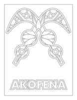 afrikanische Adinkra-Symbole zum Ausmalen Akofena vektor