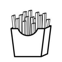 svart och vit pommes frites potatis vektor snabbmat ikon clipart i kontur