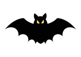 schwarze Fledermaus-Symbol-Clipart auf flachem, isoliertem weißem Hintergrund vektor