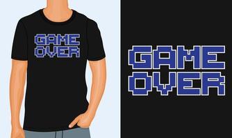 game over typografie t-shirt brustdruck design fertig zum drucken. vektor