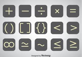 White Outline Math Symbol Vector Set