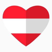 Flagge Österreichs in Herzform, flacher Stil, Symbol der Liebe zu seinem Land, Patriotismus, Symbol für den Unabhängigkeitstag. vektor