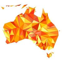 abstrakt kontinent Australien från orange, bärnsten, gula trianglar. origami stil. vektor månghörnigt mönster för din design.