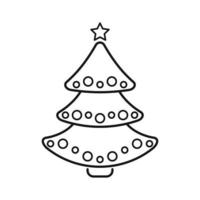 julgran, vektor linje ikon på en vit bakgrund.
