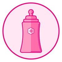 Flasche. rosafarbenes Baby-Symbol auf weißem Hintergrund, Linienkunst-Vektordesign. vektor