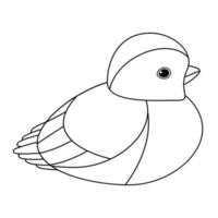 Linie süßer sitzender Vogel, Farbstil isoliert auf weißem Hintergrund. vektor