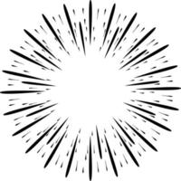 starburst doodle designelement. sunburst ramar skiss illustration vektor
