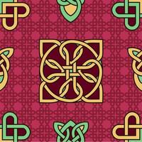 keltisk nationell prydnad. abstrakt seamless mönster med keltisk knut prydnad av vinrött, grönt, gult och rosa nyanser vektor