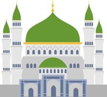 muslimsk moské isolerade platt fasad på vit bakgrund. platt med skuggor arkitektur objekt. muslimska tempel ikon illustration vektor