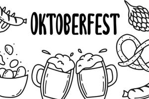 Oktoberfest. Bier Fisteval. Plakat mit Bier. Vektor-Illustration. Doodle-Stil. vektor