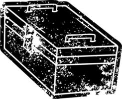 Grunge-Icon-Zeichnung einer Werkzeugkiste aus Metall vektor