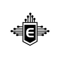 e kreativa cirkel brev logotyp koncept. e bokstavsdesign. vektor