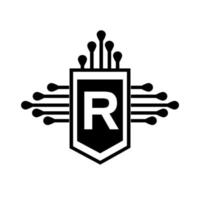 r kreativ cirkel brev logotyp koncept. r bokstavsdesign. vektor