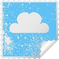 Distressed Square Peeling Aufkleber Symbol Regenwolke vektor