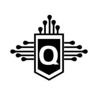 q kreativ cirkel brev logotyp koncept. q bokstavsdesign. vektor