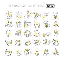 uppsättning linjära ikoner för internationella fredsdagen vektor