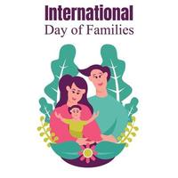 illustration vektorgrafik av en man och hustru håller sitt litet barn, visar en växtbakgrund, perfekt för internationella familjedagen, fira, gratulationskort, etc. vektor