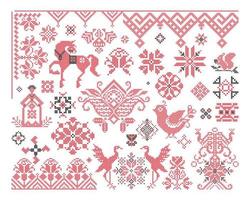 russische Ornamente mit Kreuzstich