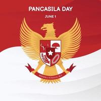 illustration vektorgrafik av garuda pancasila, symbolen för den indonesiska staten med en röd och vit flaggbakgrund, perfekt för pancasila dag, semester, nation, gratulationskort, etc. vektor