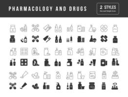 satz einfacher symbole der pharmakologie und drogen vektor