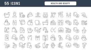 Reihe von linearen Symbolen für Gesundheit und Schönheit vektor