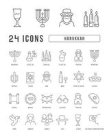 vektor linje ikoner av Hanukkah