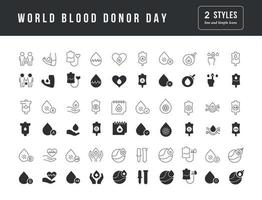 vektor enkla ikoner av världens blodgivare dag