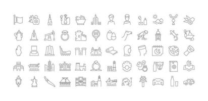 uppsättning linjära ikoner av Qatar vektor