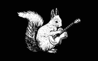 östliches graues eichhörnchen, das gitarre spielt, fuchs, eichhörnchen, vektor, illustration