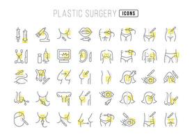 uppsättning linjära ikoner för plastikkirurgi vektor