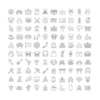 uppsättning linjära ikoner för Japan vektor