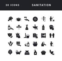 uppsättning enkla ikoner för sanitet vektor