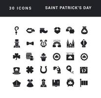 uppsättning enkla ikoner av Saint Patricks dag vektor